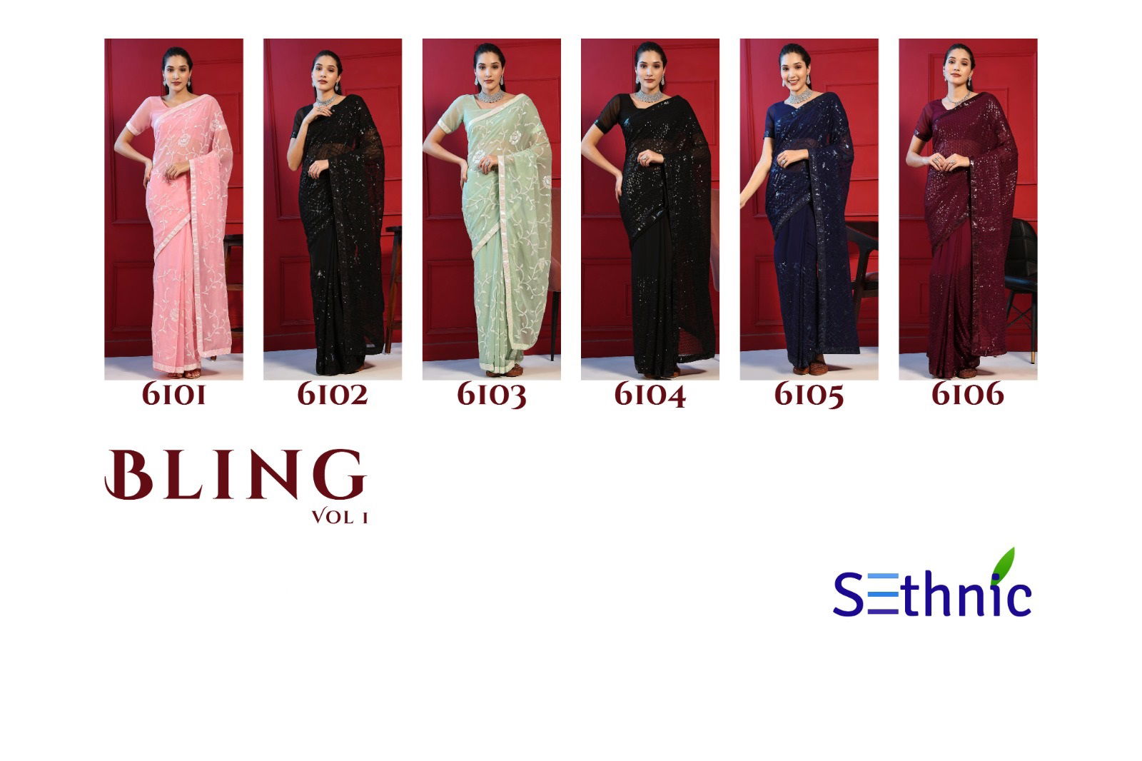 Sethnic Bling Vol 1 Georgette Party Wear Sarees Catalog
